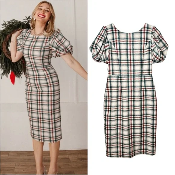homecoming dress long sleeve Rowan Plaid Midi Dress main image 0